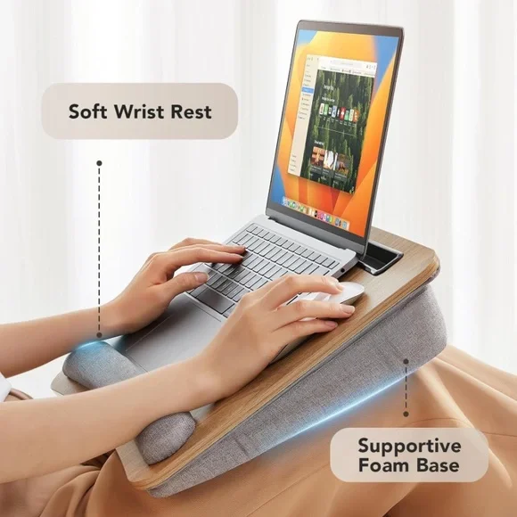 Portable Laptop Desk w/ Pillow Cushion | Fits up to 15.6” Laptop | Like New | - Picture 2 of 6